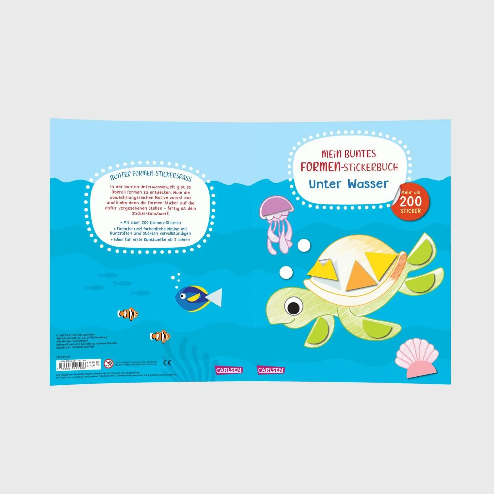 Bild: 9783551193186 | Mein buntes Formen-Stickerbuch: Unter Wasser | Carmen Eisendle | Buch