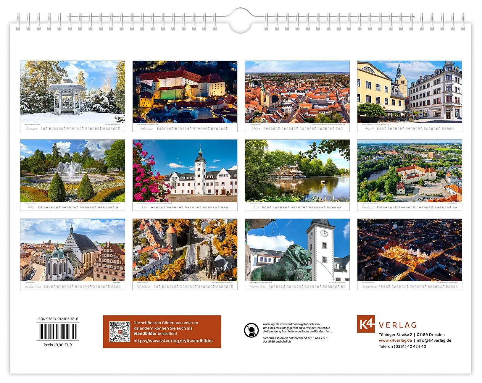Bild: 9783912303186 | Kalender Freiberg 2027 | 40 x 30 cm weißes Kalendarium | Schubert