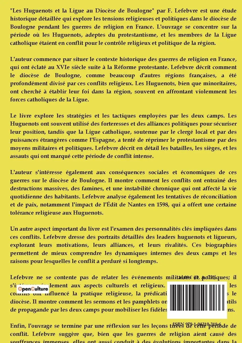 Rückseite: 9791043103186 | Les Huguenots et la Ligue au Diocèse de Boulogne | F. Lefebvre | Buch