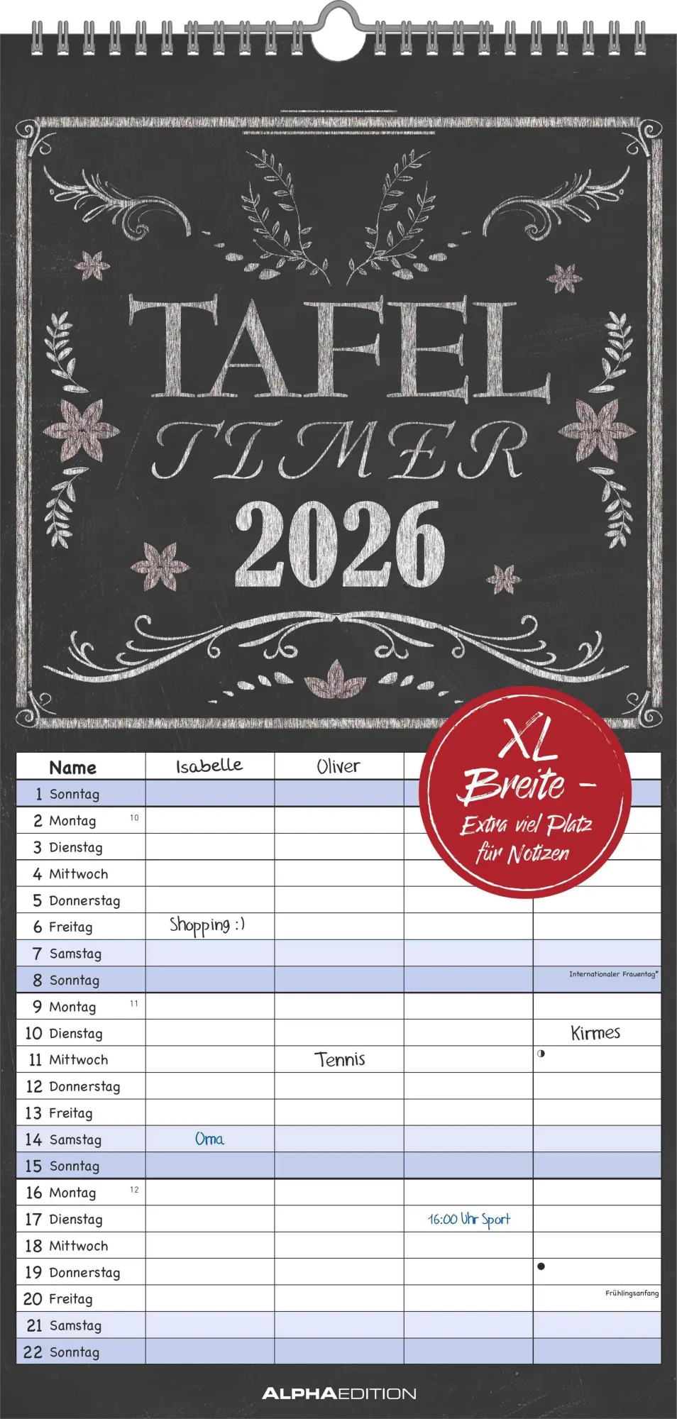 Cover: 4069095003286 | Tafel Timer Familienplaner 2026 - Familienkalender 22x45 cm - 4...