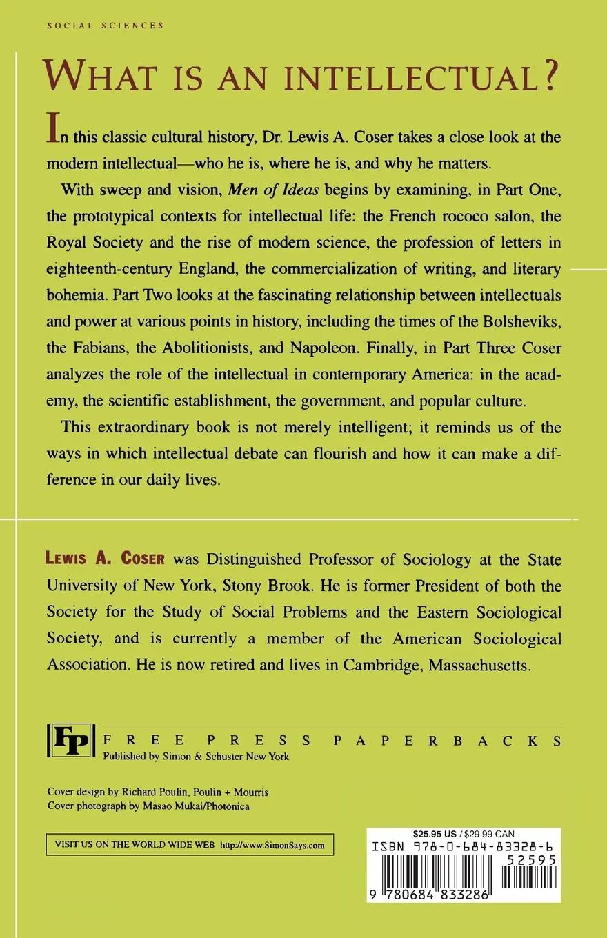 Rückseite: 9780684833286 | Men of Ideas | Lewis A. Coser | Taschenbuch | Englisch | 1997