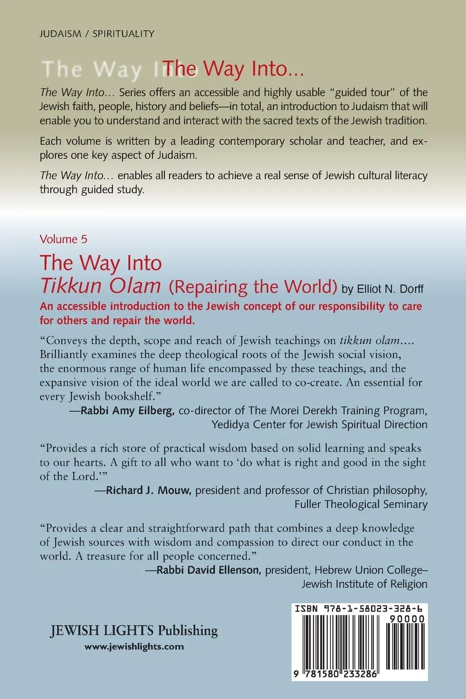 Rückseite: 9781580233286 | The Way Into Tikkun Olam (Repairing the World) | Rabbi Elliot N. Dorff