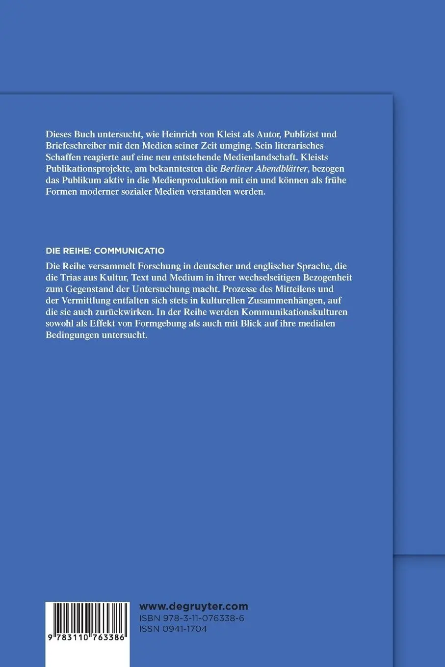 Rückseite: 9783110763386 | Kleists Medien | Arndt Niebisch | Taschenbuch | Deutsch | 2021