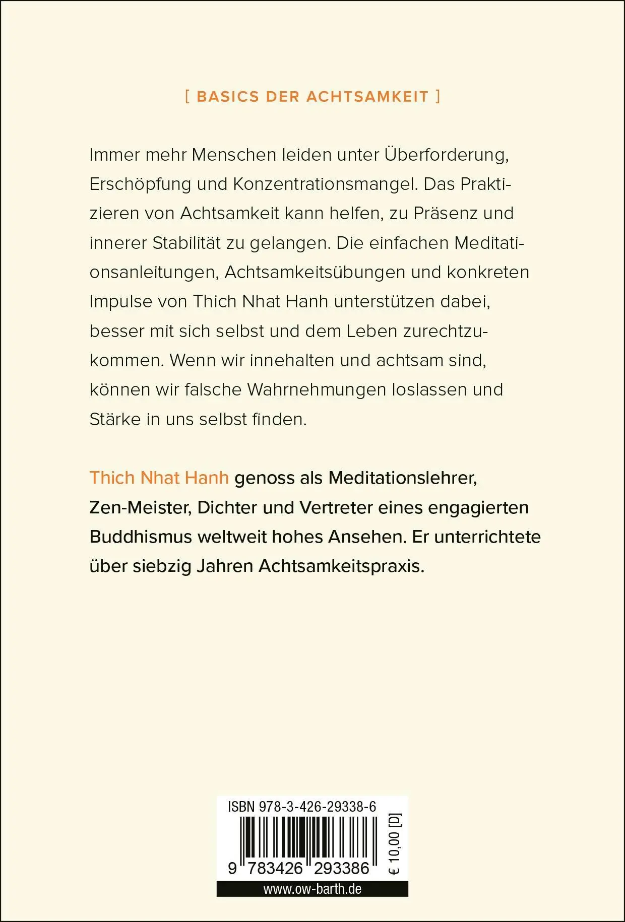Rückseite: 9783426293386 | Einfach präsent | Thich Nhat Hanh | Taschenbuch | 128 S. | Deutsch