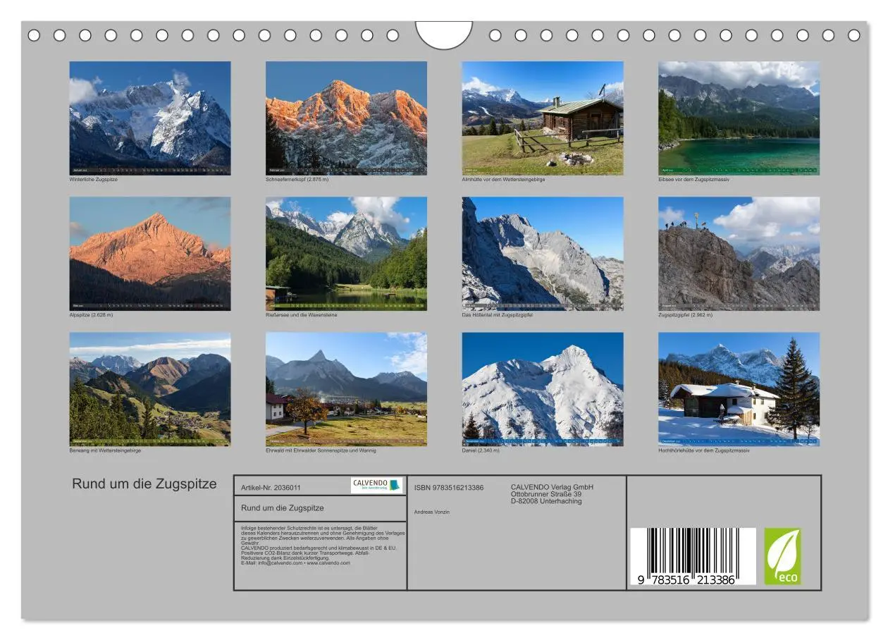 Bild: 9783516213386 | Rund um die Zugspitze (Wandkalender 2026 DIN A4 quer), CALVENDO...