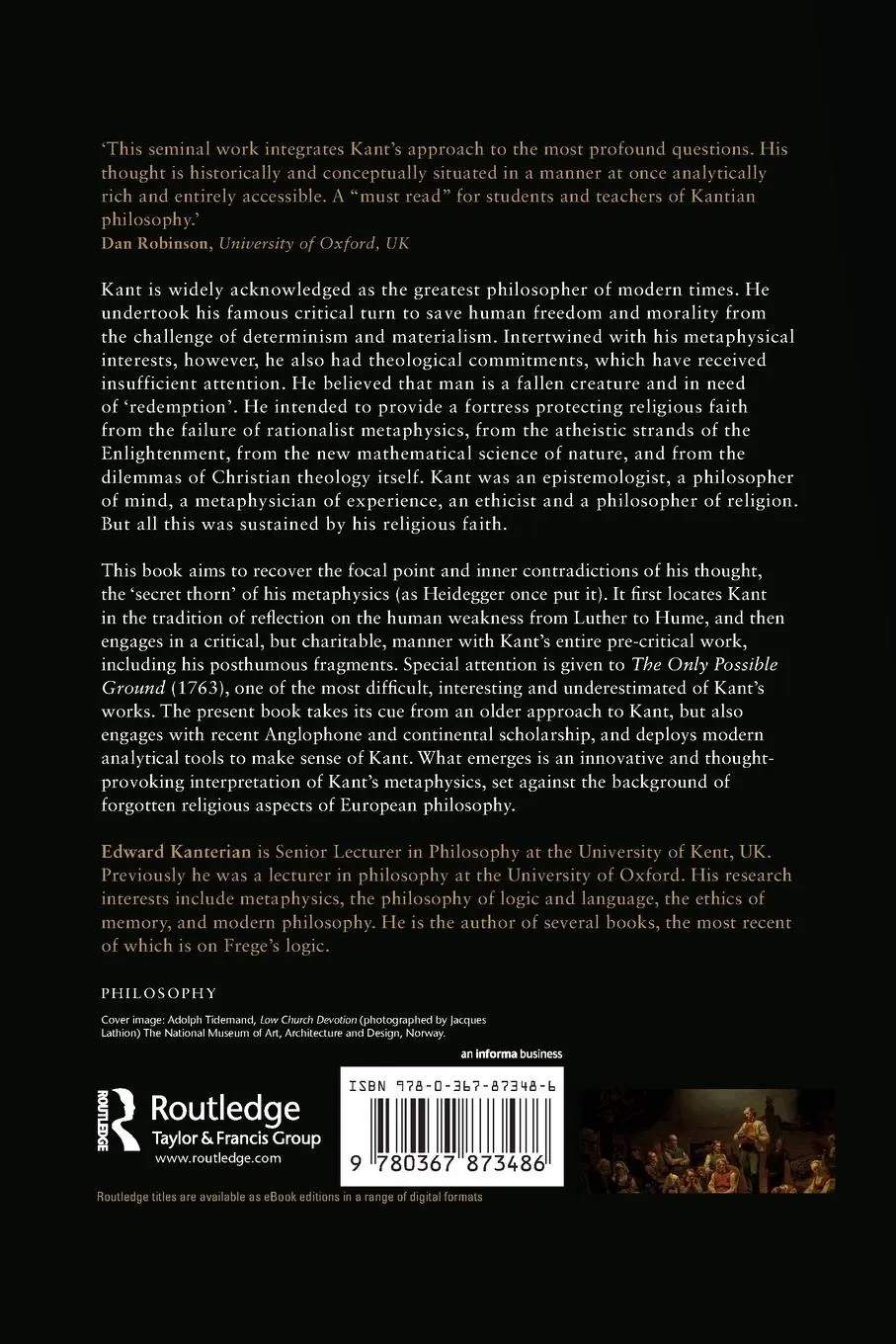 Rückseite: 9780367873486 | Kant, God and Metaphysics | The Secret Thorn | Edward Kanterian | Buch