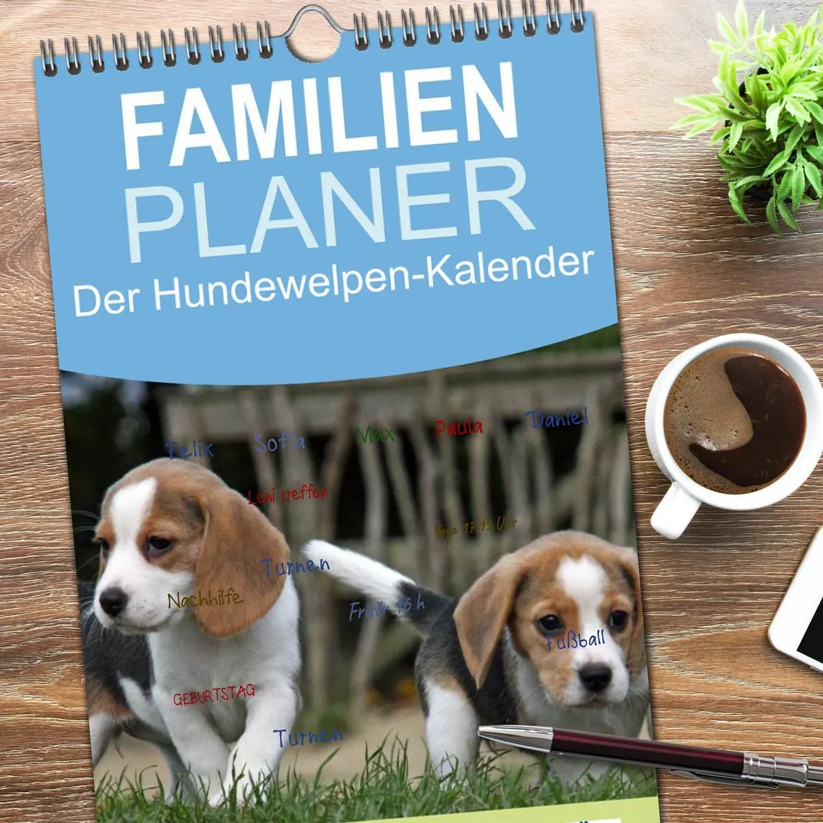 Bild: 9783516513486 | Familienplaner 2026 - Der Hundewelpen-Geburtstagskalender mit 5...