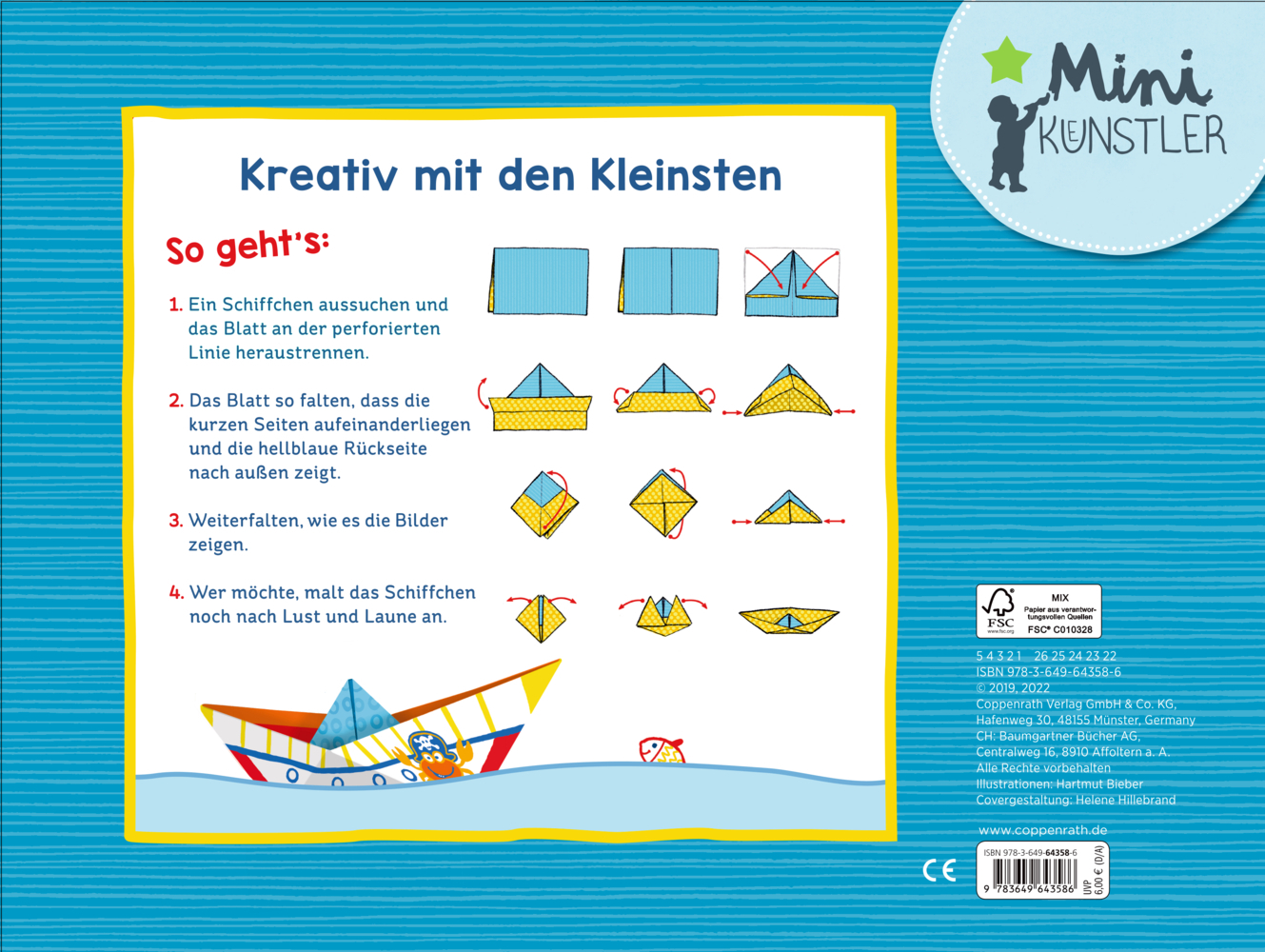 Bild: 9783649643586 | Mein erstes Schiffchen-Bastelbuch | Falten, malen, spielen | Bieber