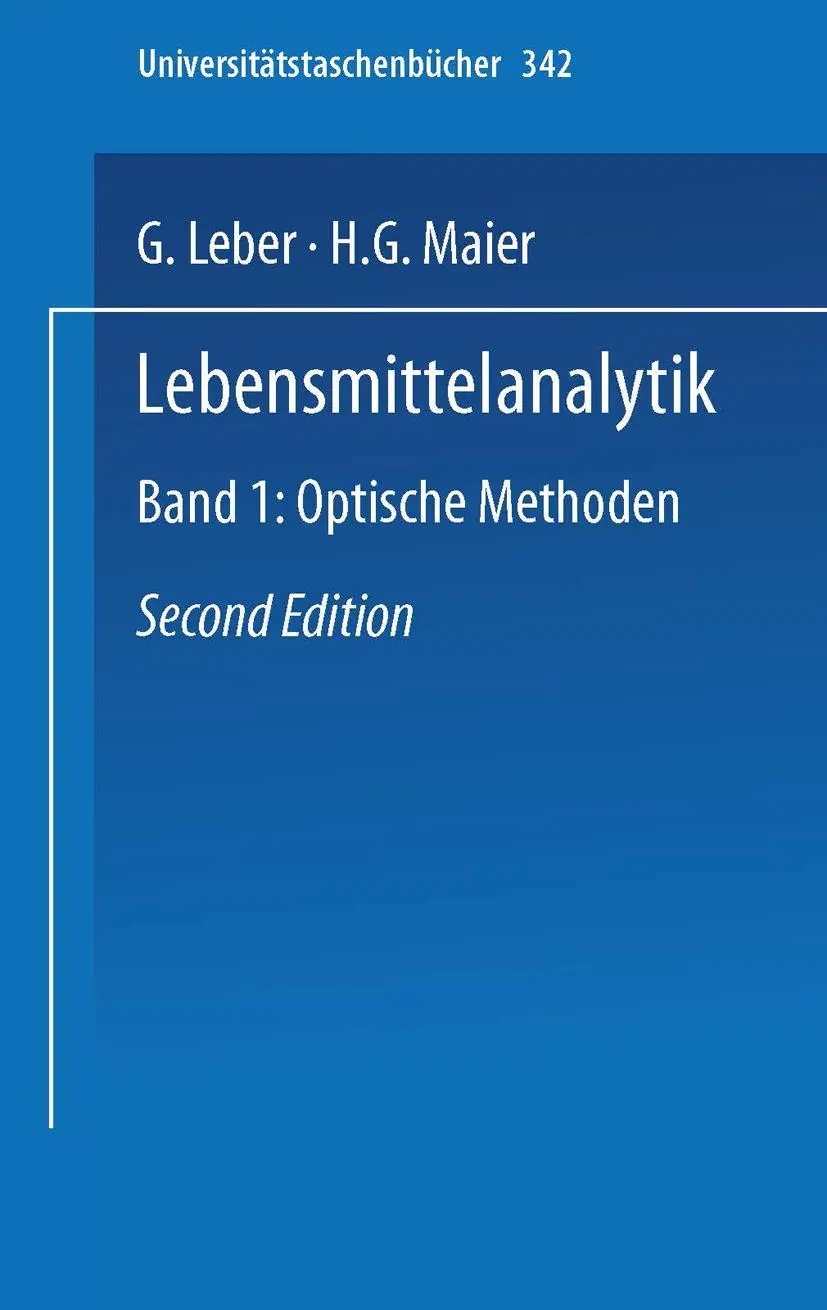 Cover: 9783798503786 | Lebensmittelanalytik | Band I: Optische Methoden | H. G. Maier | Buch