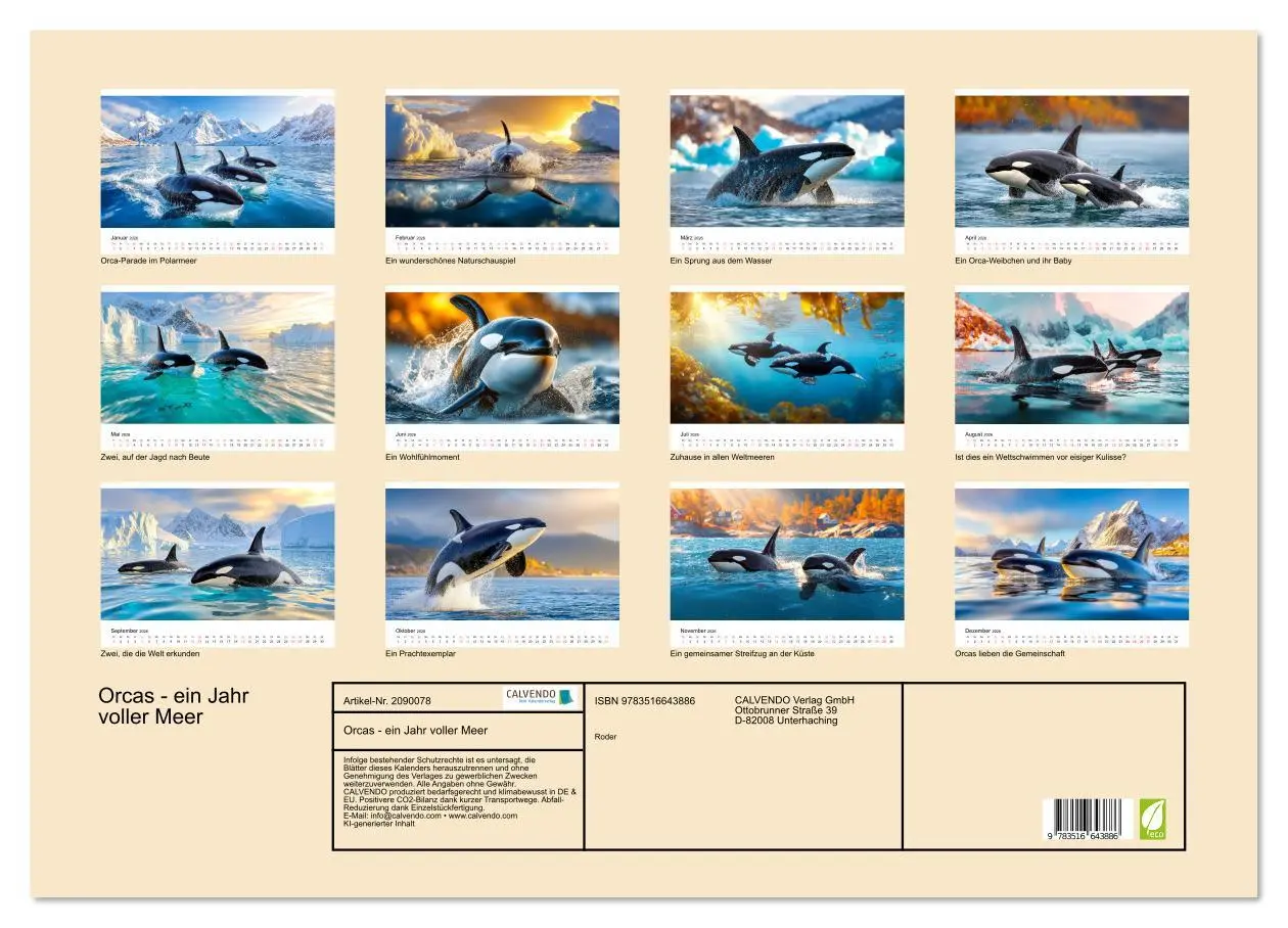 Bild: 9783516643886 | Orcas - ein Jahr voller Meer (Wandkalender 2026 DIN A2 quer),...