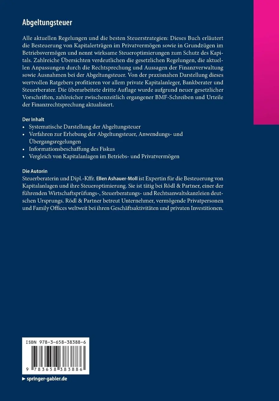 Rückseite: 9783658383886 | Abgeltungsteuer | Kapital schützen - Steuern optimieren | Ashauer-Moll