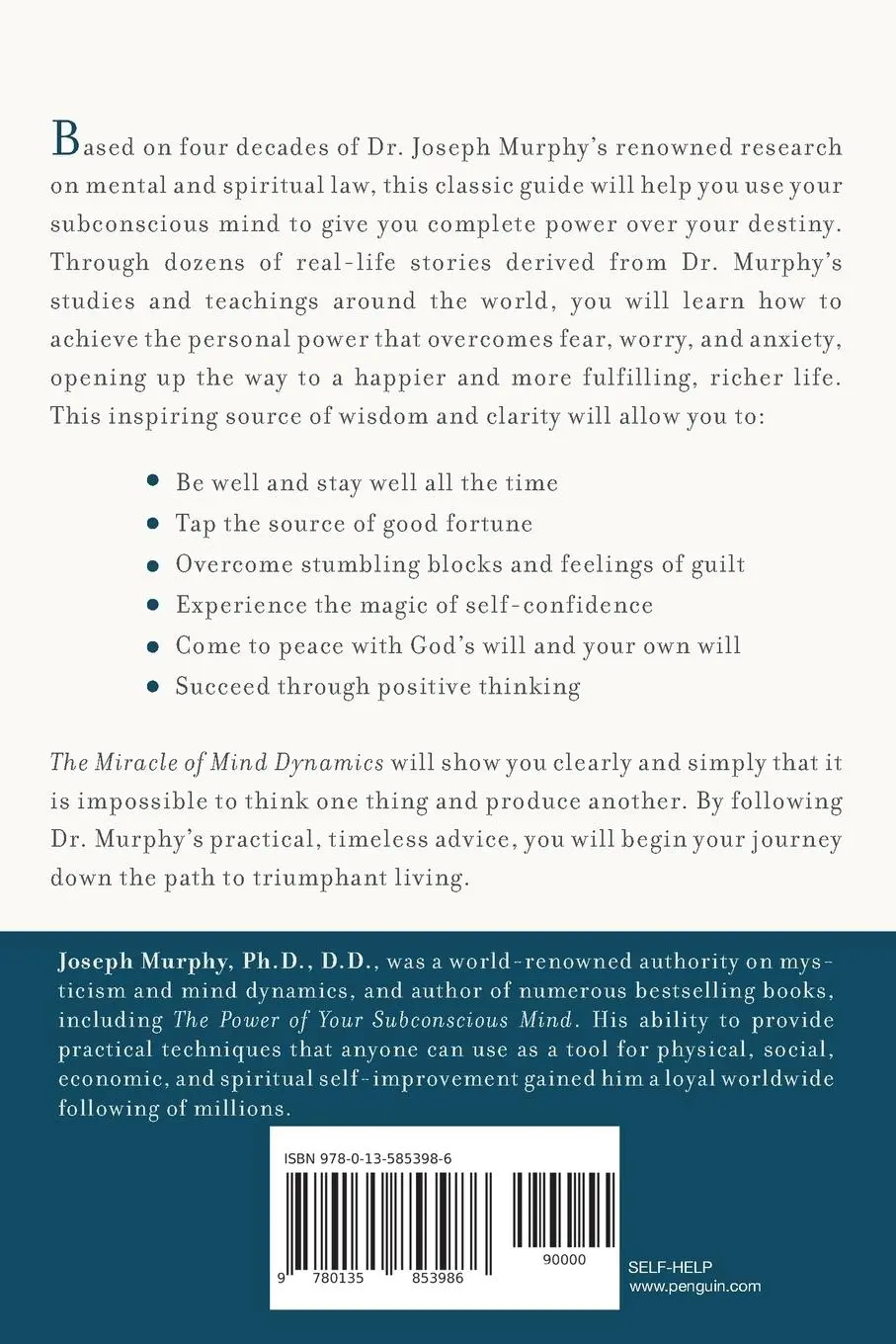 Rückseite: 9780135853986 | The Miracle of Mind Dynamics | Joseph Murphy | Taschenbuch | Englisch