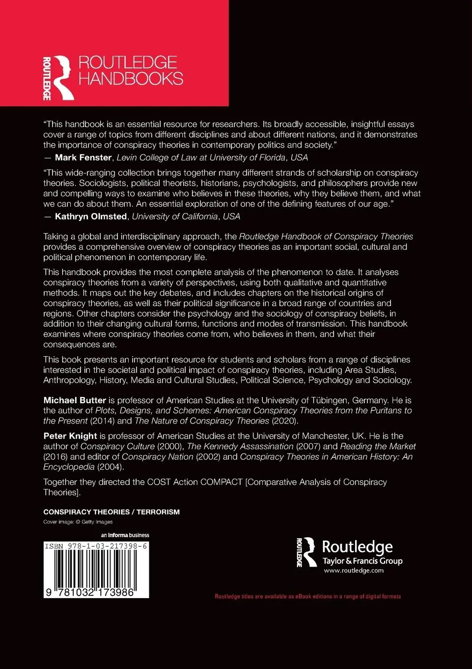 Rückseite: 9781032173986 | Routledge Handbook of Conspiracy Theories | Michael Butter (u. a.)