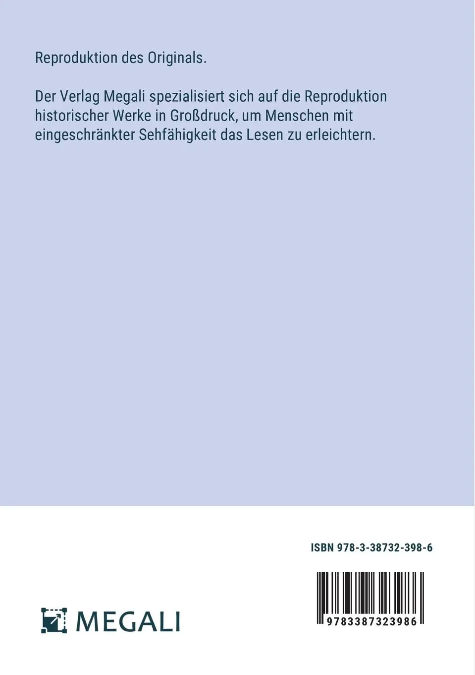 Rückseite: 9783387323986 | Die Regentrude | in Großdruckschrift | Theodor Storm | Taschenbuch