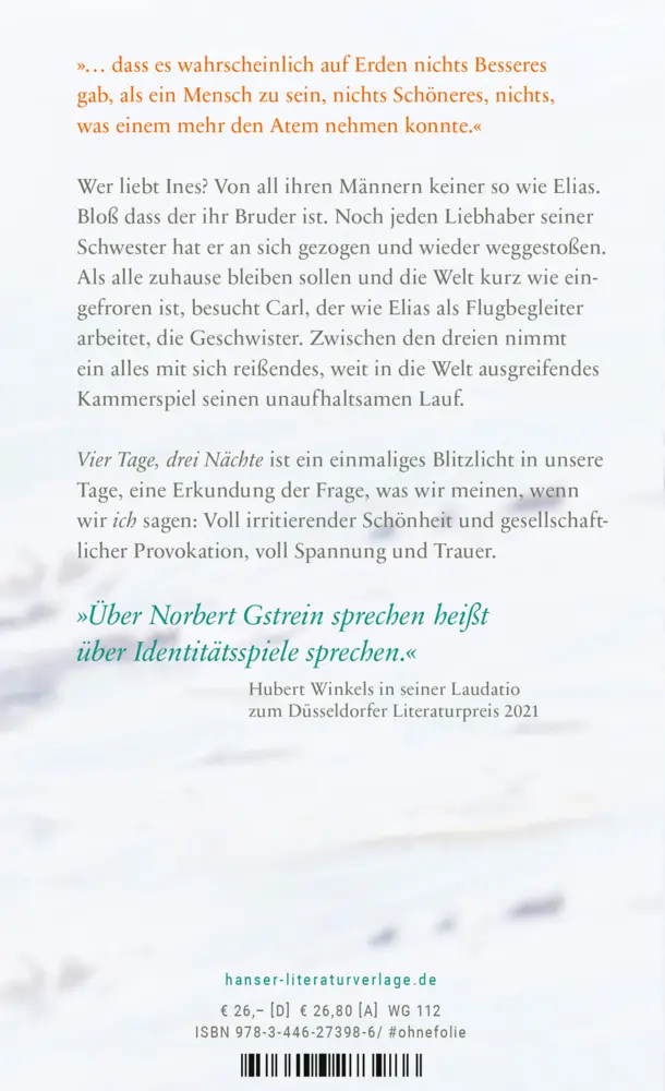 Bild: 9783446273986 | Vier Tage, drei Nächte | Roman | Norbert Gstrein | Buch | 352 S.