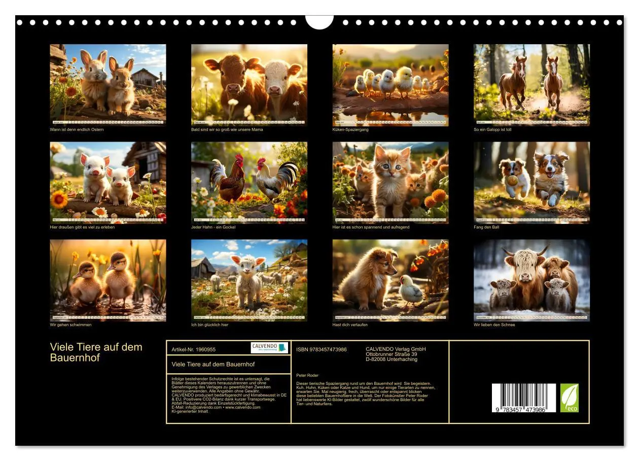 Bild: 9783457473986 | Viele Tiere auf dem Bauernhof (Wandkalender 2026 DIN A3 quer),...