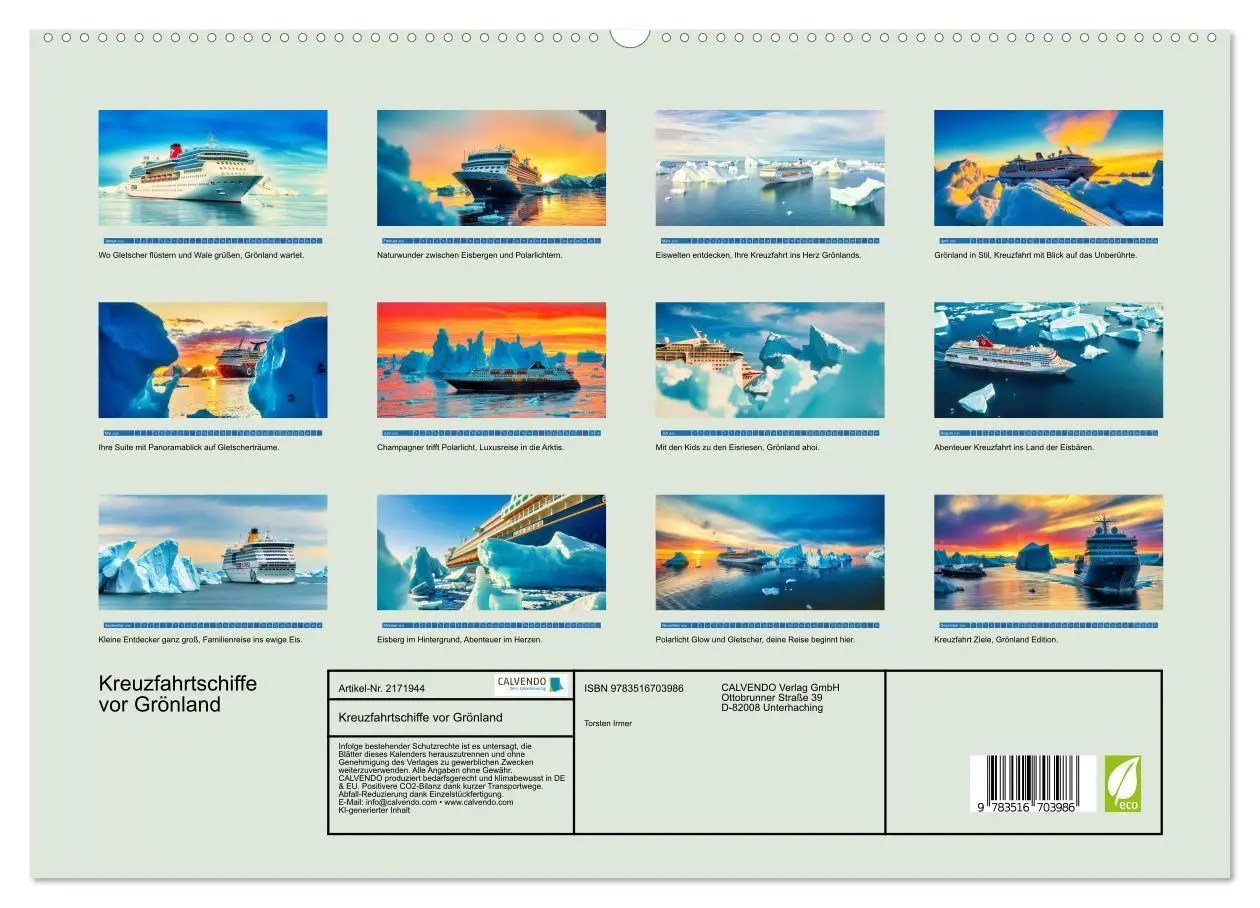 Bild: 9783516703986 | Kreuzfahrtschiffe vor Grönland (hochwertiger Premium Wandkalender...