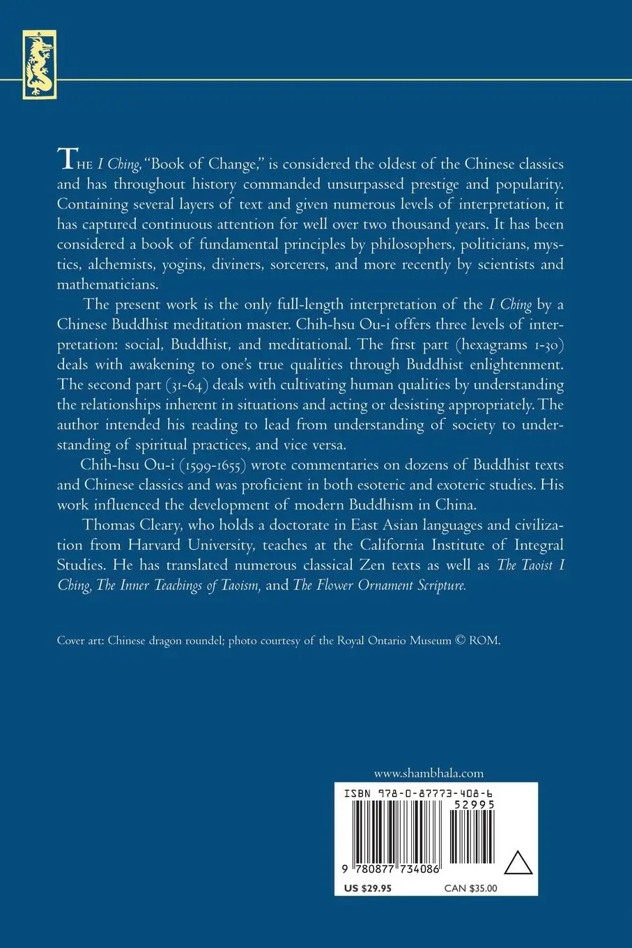 Rückseite: 9780877734086 | The Buddhist I Ching | Chih-Hsu Ou-I | Taschenbuch | Englisch | 2010
