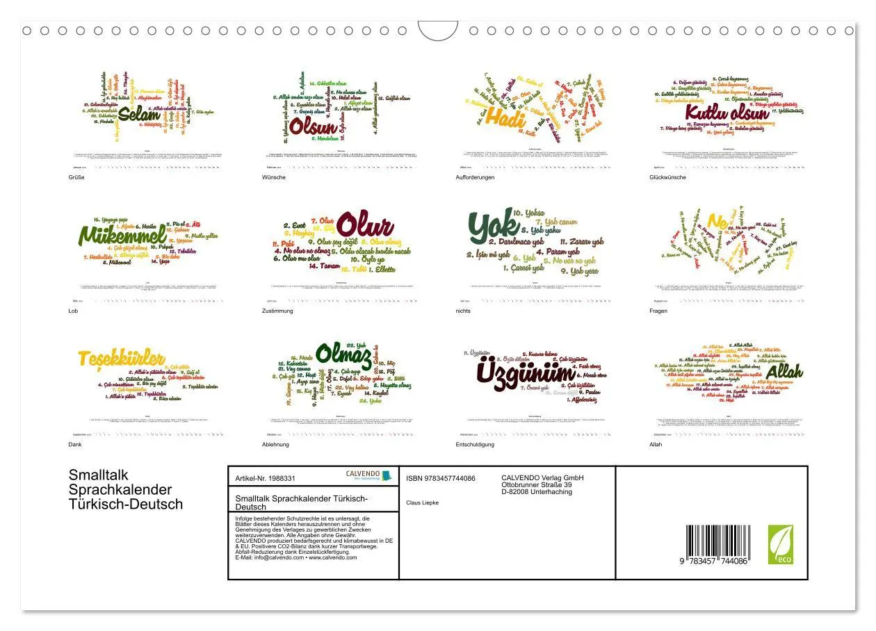 Bild: 9783457744086 | Smalltalk Sprachkalender Türkisch-Deutsch (Wandkalender 2026 DIN A3...