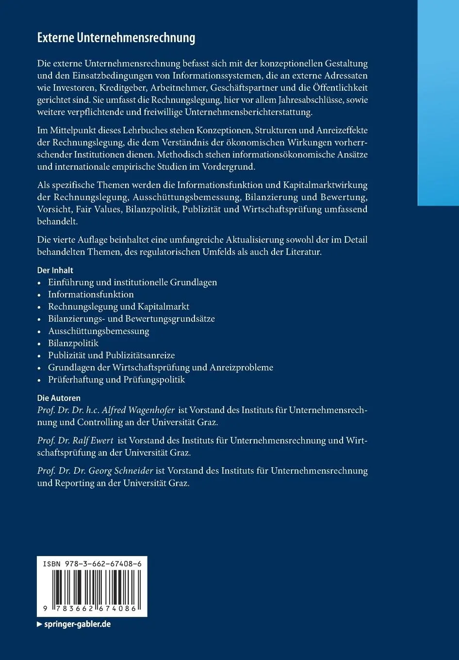Rückseite: 9783662674086 | Externe Unternehmensrechnung | Alfred Wagenhofer (u. a.) | Taschenbuch