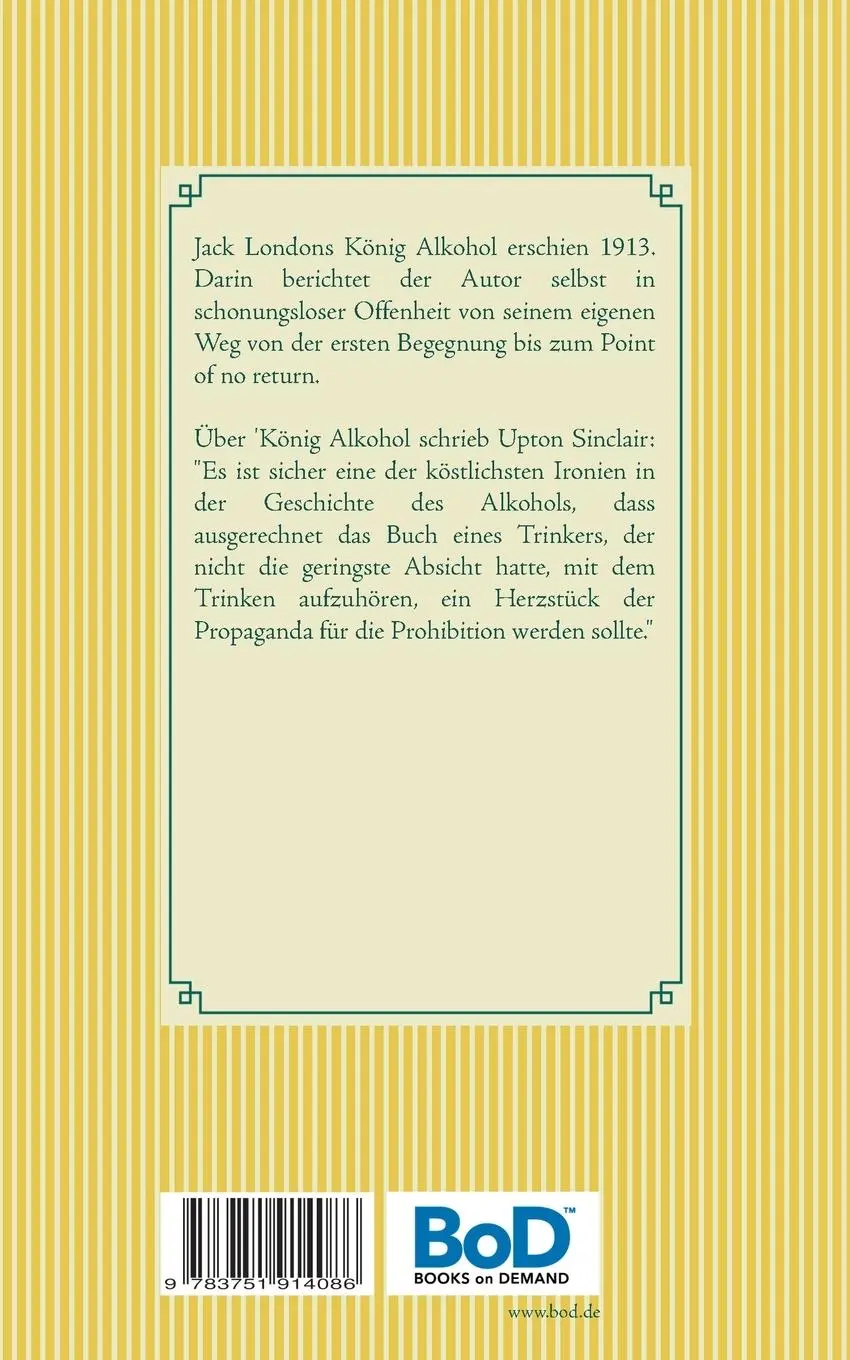 Rückseite: 9783751914086 | König Alkohol | Band 114 | Jack London | Taschenbuch | 164 S. | 2020