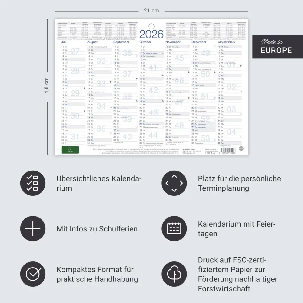 Bild: 9783756414086 | Tafelkalender A5 2026 | Kalender | Loseblatt-Ausgabe | 2 S. | Deutsch
