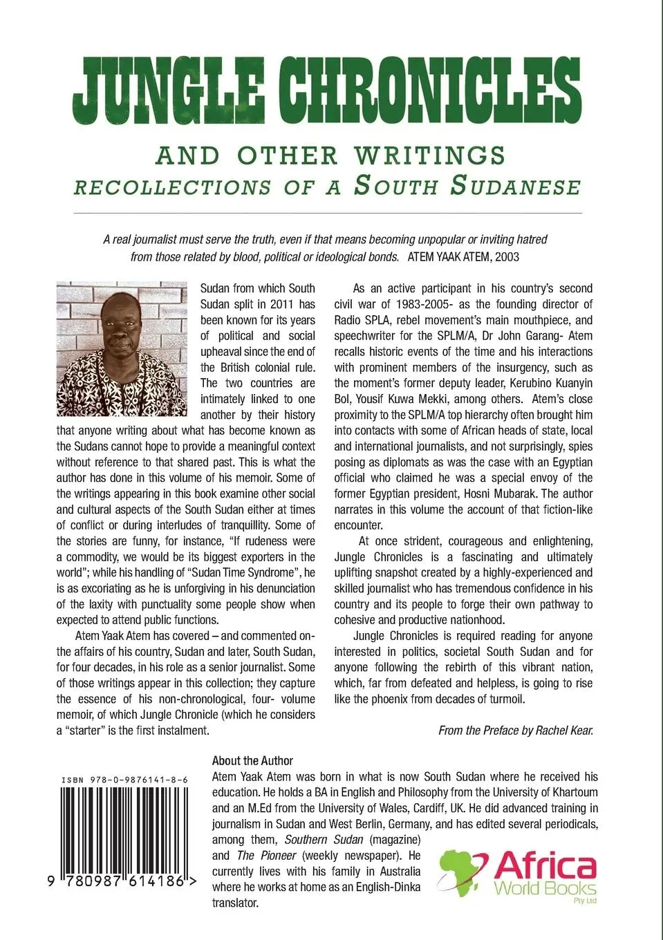 Rückseite: 9780987614186 | Jungle Chronicles and Other Writings | Atem Yaak Atem | Taschenbuch