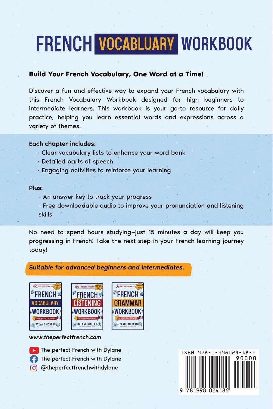 Rückseite: 9781998024186 | French Vocabulary Workbook - 50 French Vocabulary Activities for...