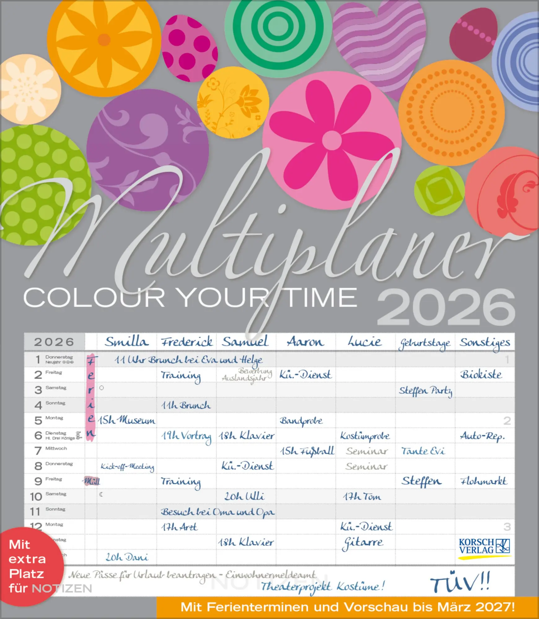 Cover: 9783731884286 | Multiplaner - Colour your time 2026 | Verlag Korsch | Kalender | 14 S.
