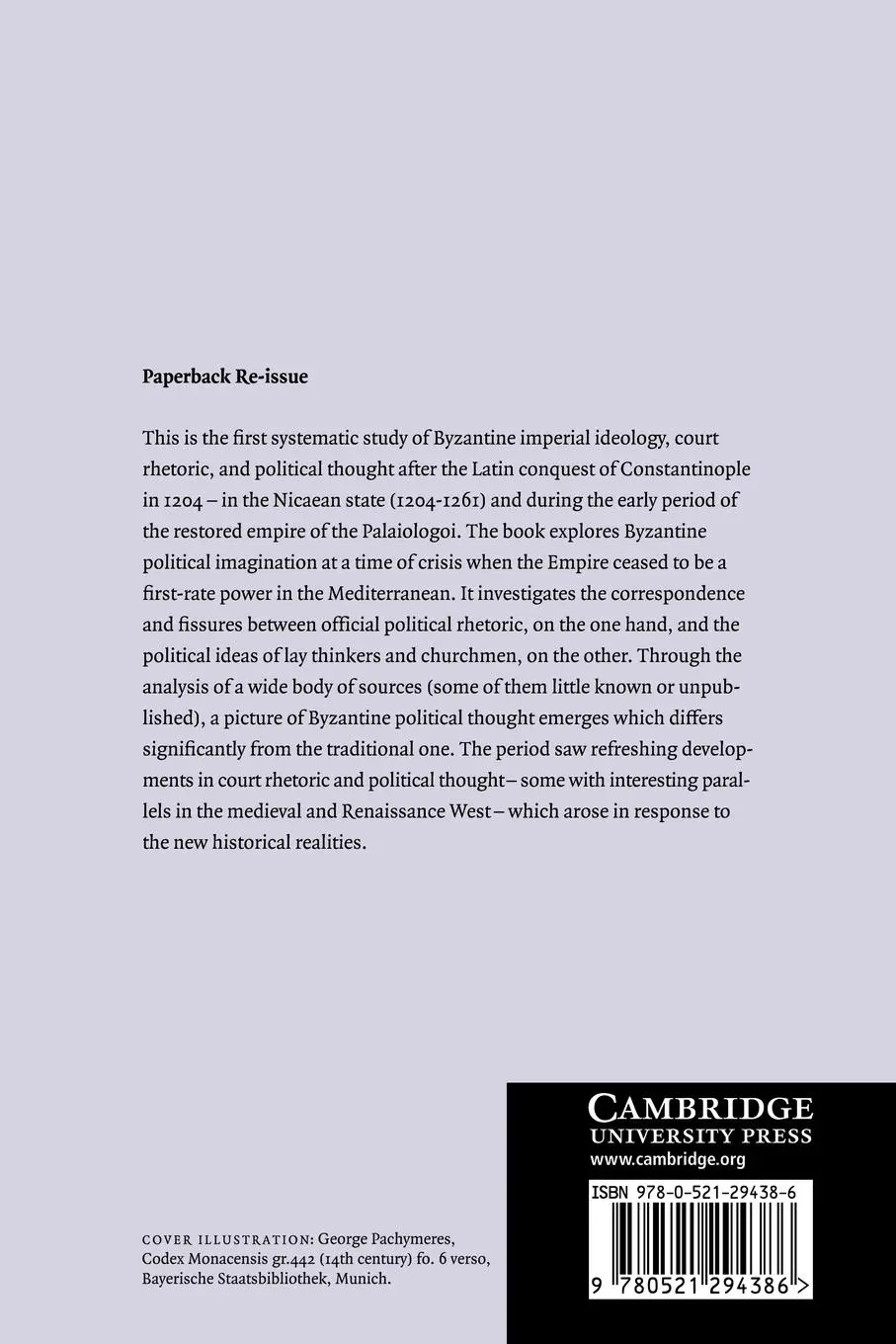 Rückseite: 9780521294386 | Imperial Ideology and Political Thought in Byzantium, 1204 1330 | Buch