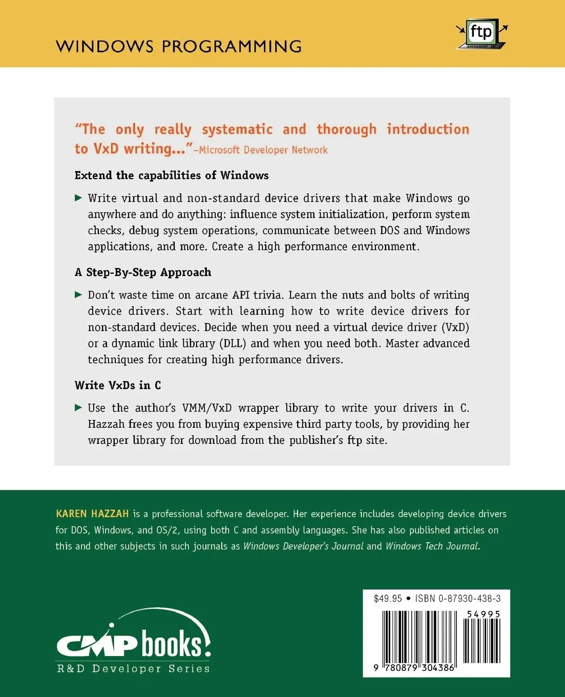 Rückseite: 9780879304386 | Writing Windows VxDs and Device Drivers | Karen Hazzah | Taschenbuch