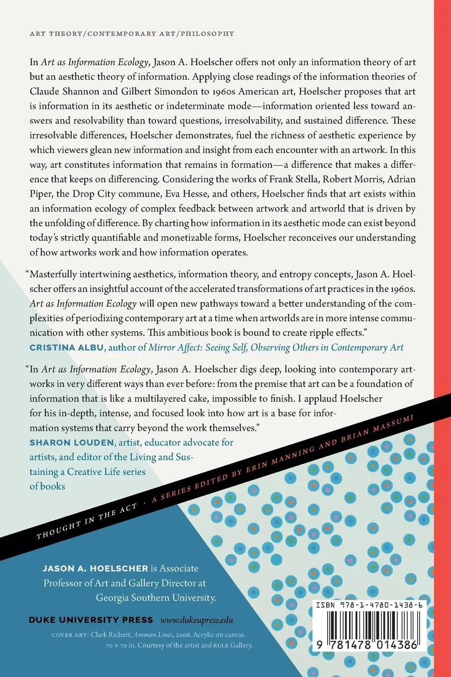 Rückseite: 9781478014386 | Art as Information Ecology | Jason A. Hoelscher | Taschenbuch | 2021
