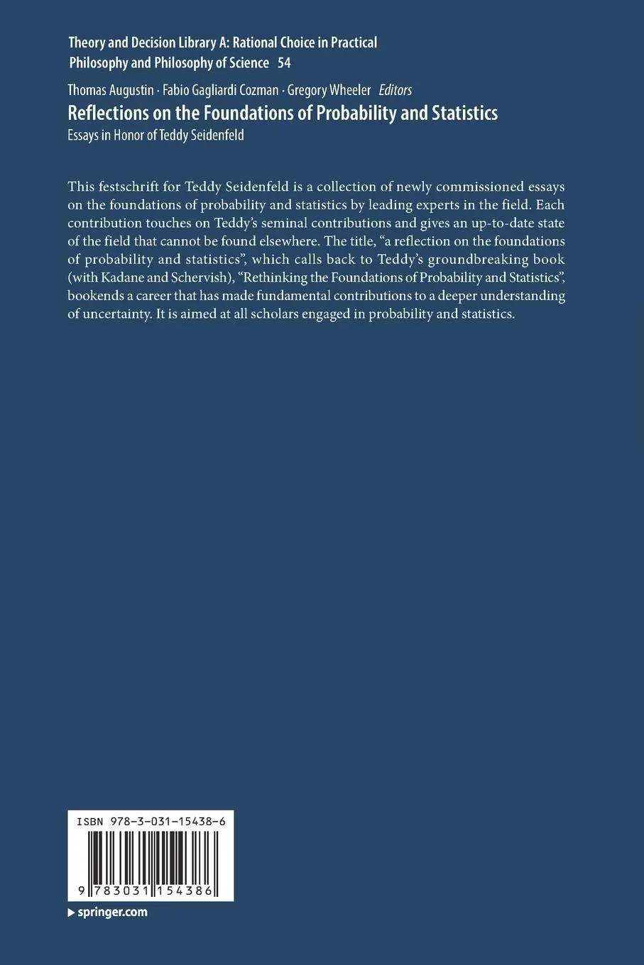 Rückseite: 9783031154386 | Reflections on the Foundations of Probability and Statistics | Buch