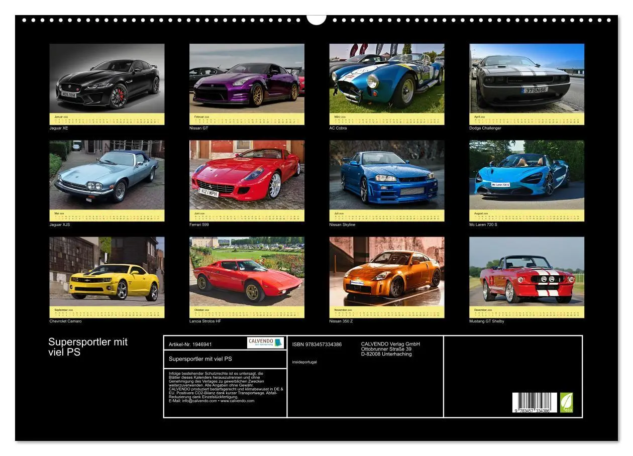 Bild: 9783457334386 | Supersportler mit viel PS (Wandkalender 2026 DIN A2 quer), CALVENDO...