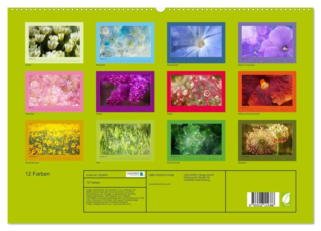 Bild: 9783516114386 | 12 Farben (hochwertiger Premium Wandkalender 2026 DIN A2 quer),...