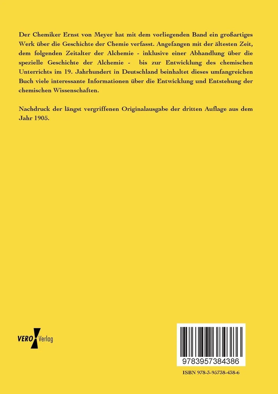 Rückseite: 9783957384386 | Geschichte der Chemie | Von den ältesten Zeiten bis zur Gegenwart