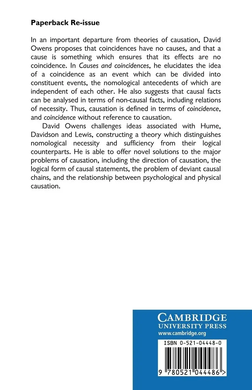 Rückseite: 9780521044486 | Causes and Coincidences | David Owens (u. a.) | Taschenbuch | Englisch