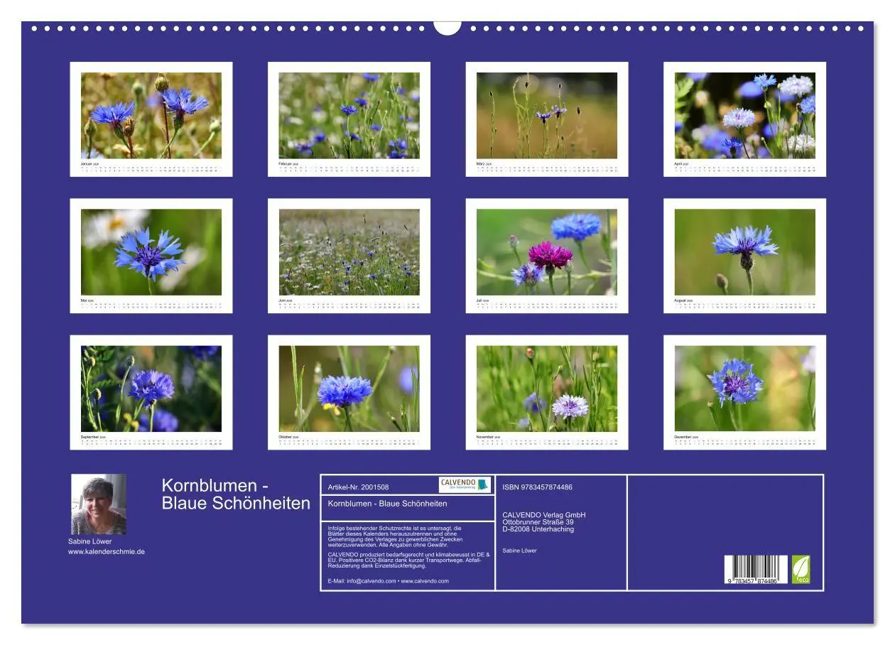 Bild: 9783457874486 | Kornblumen - Blaue Schönheiten (Wandkalender 2026 DIN A2 quer),...