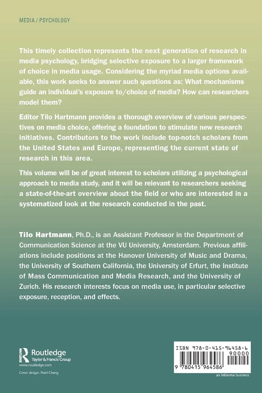 Rückseite: 9780415964586 | Media Choice | A Theoretical and Empirical Overview | Tilo Hartmann