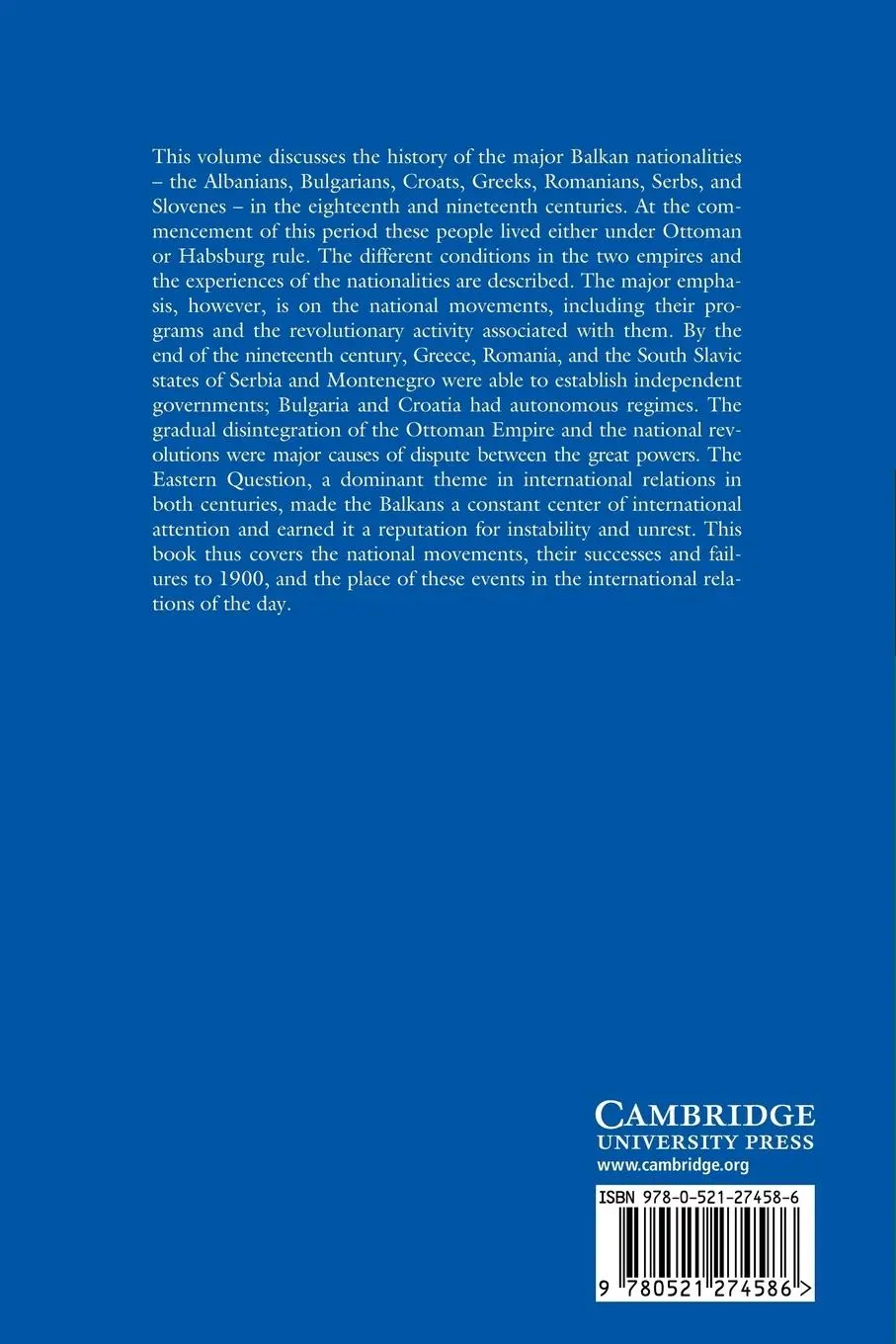 Rückseite: 9780521274586 | History of the Balkans | Volume I | Barbara Jelavich | Taschenbuch