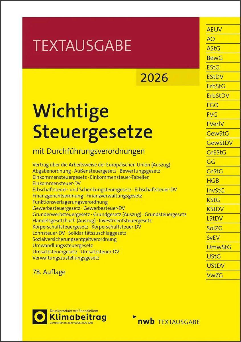 Cover: 9783482684586 | Wichtige Steuergesetze | mit Durchführungsverordnungen | Bundle | 2026
