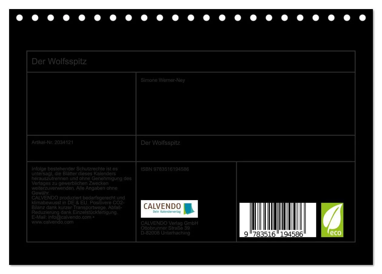 Bild: 9783516194586 | Der Wolfsspitz (Tischkalender 2026 DIN A5 quer), CALVENDO...