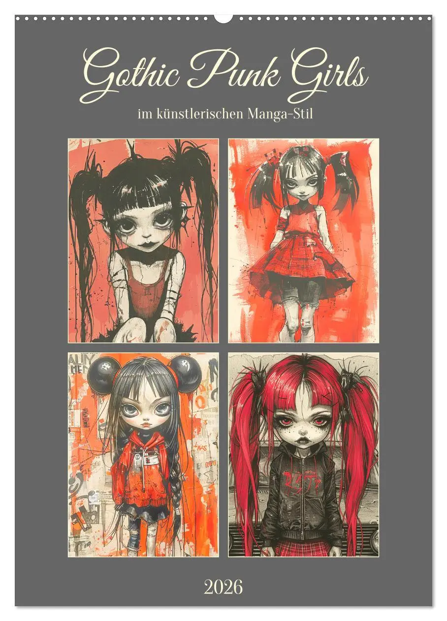 Cover: 9783516264586 | Gothic Punk Girls im künstlerischen Manga-Stil (Wandkalender 2026...