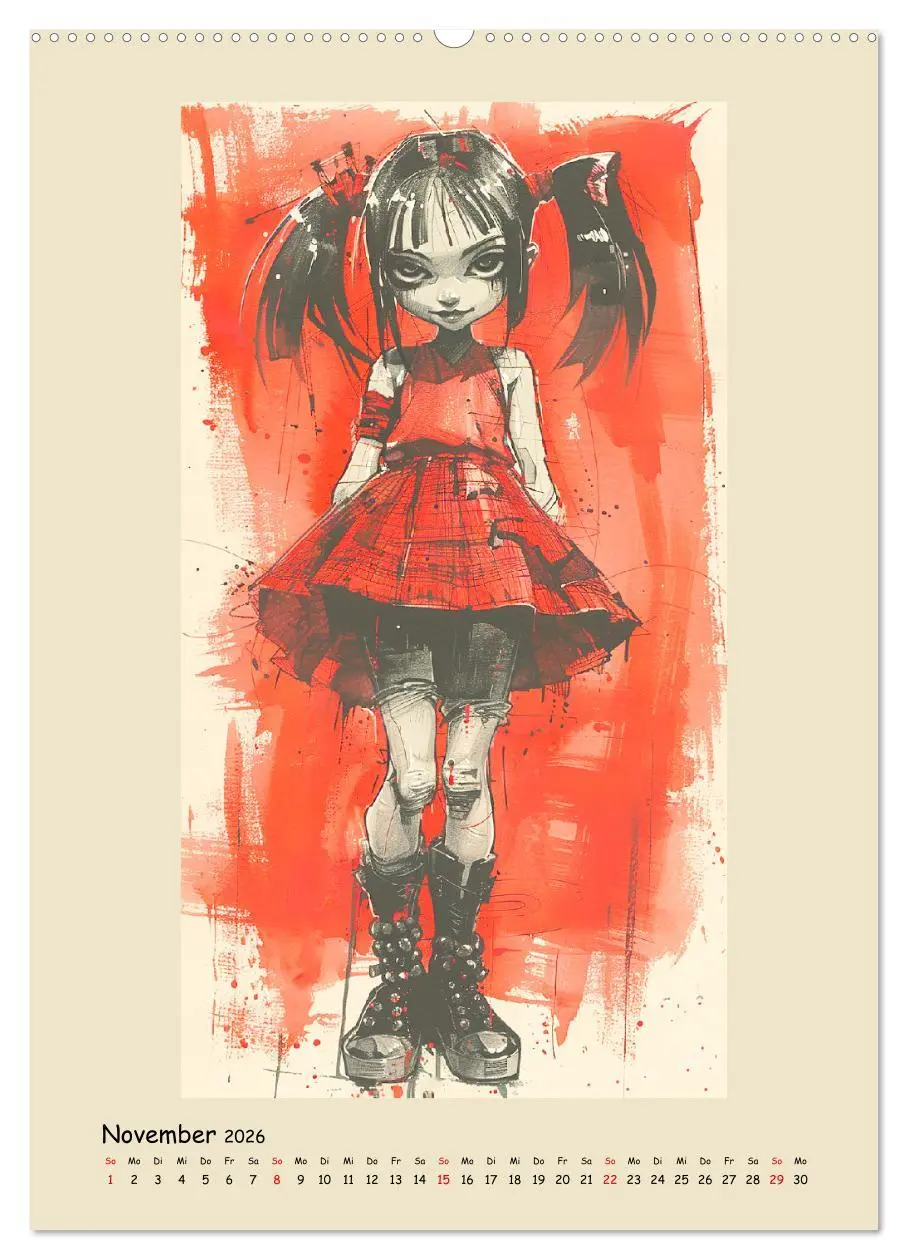Bild: 9783516264586 | Gothic Punk Girls im künstlerischen Manga-Stil (Wandkalender 2026...