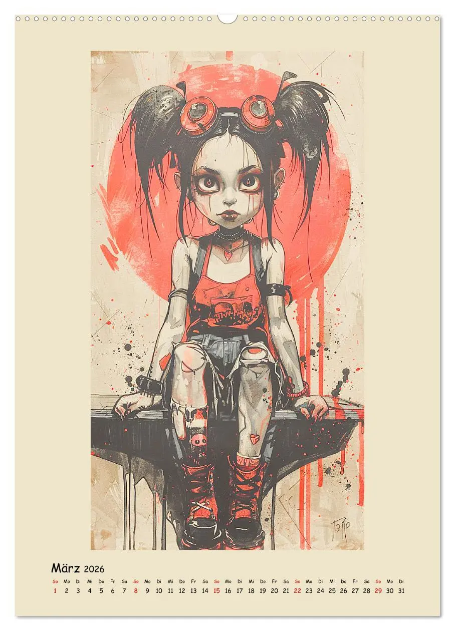 Bild: 9783516264586 | Gothic Punk Girls im künstlerischen Manga-Stil (Wandkalender 2026...