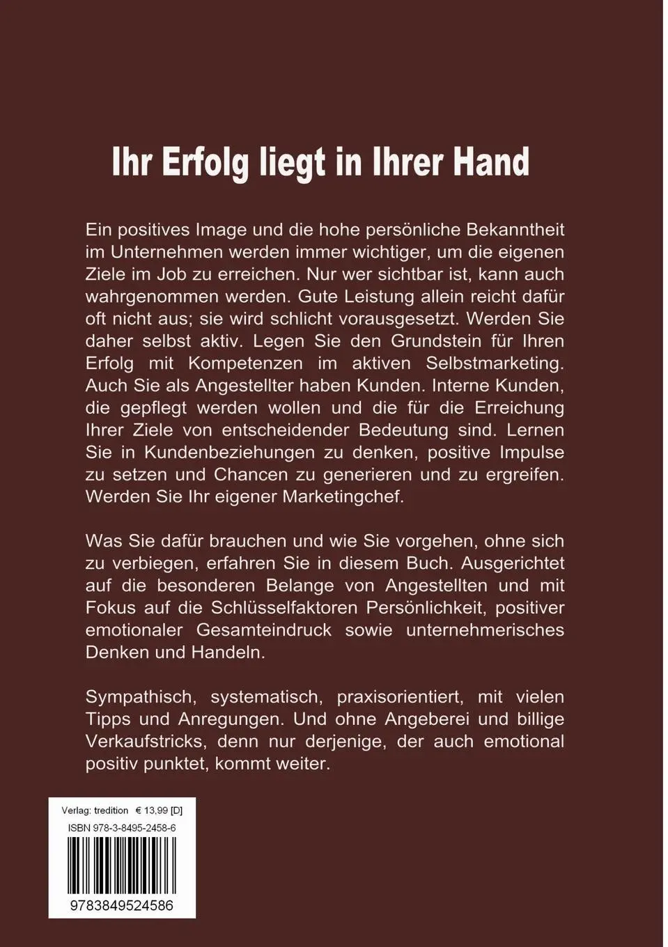 Rückseite: 9783849524586 | Selbstmarketing für Angestellte | Carsten Bach | Taschenbuch | 228 S.