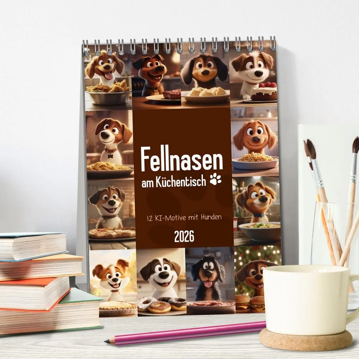 Bild: 9783516704686 | Fellnasen am Küchentisch - 12 KI-Motive mit Hunden (Tischkalender...