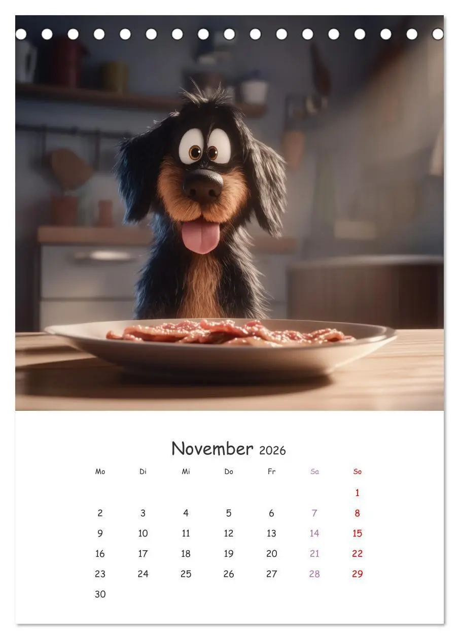 Bild: 9783516704686 | Fellnasen am Küchentisch - 12 KI-Motive mit Hunden (Tischkalender...