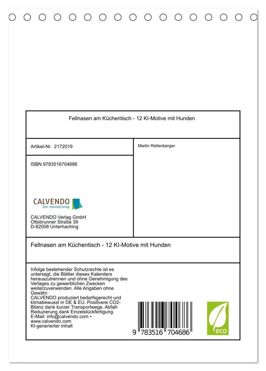 Bild: 9783516704686 | Fellnasen am Küchentisch - 12 KI-Motive mit Hunden (Tischkalender...