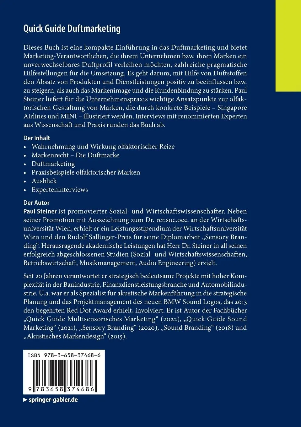 Rückseite: 9783658374686 | Quick Guide Duftmarketing | Wie Sie mit Duftstoffen Ihre Marke stärken